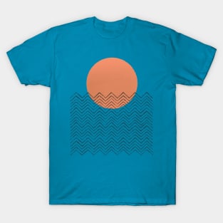 Abstract minimalist sun ocean landscape T-Shirt